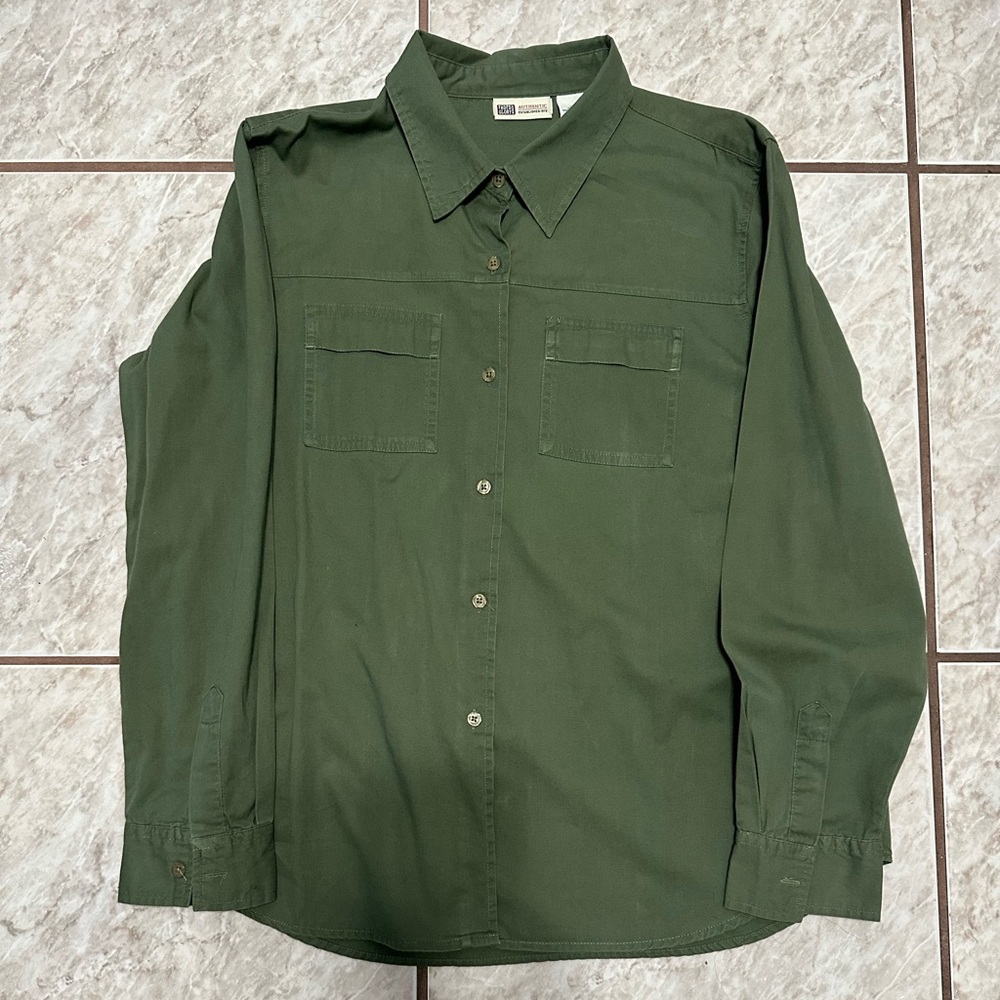 Vintage Faded Glory Army Green Button Up Size Women’s XL